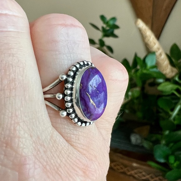Purple Mojave Turquoise and Silver Ring, 6.25 - Picture 5 of 10